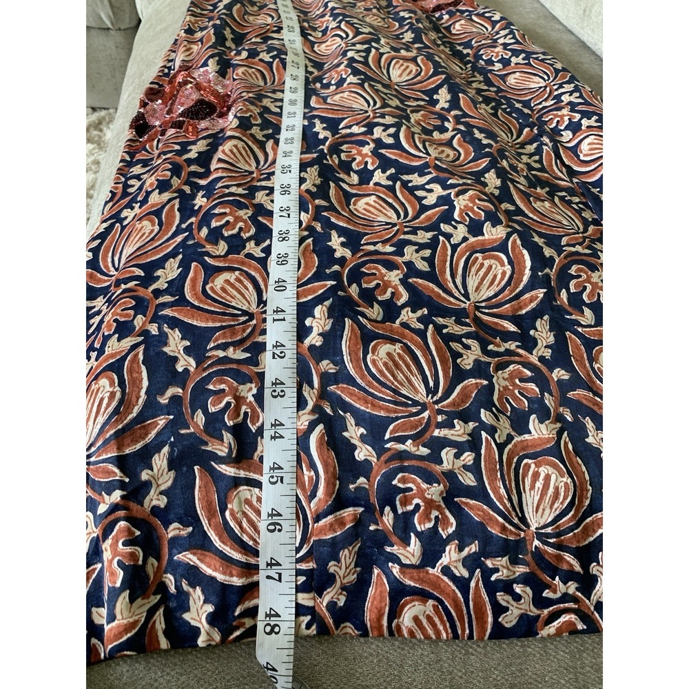 JODI Inaaya Silk Dress Sz M Midi Floral Hand Embroidery Hand Printed Lined Boho - Picture 15 of 15